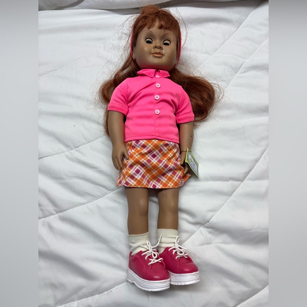 Charming Pink Plaid Doll with Accessories Our Generation Doll  18” Red Hair